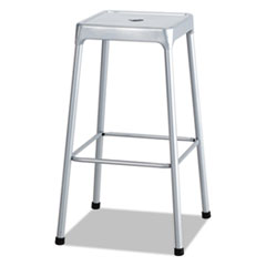 Safco® Bar-Height Steel Stool, Backless, Supports Up to 250 lb, 29" Seat Height, Silver