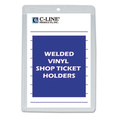 C-Line® Clear Vinyl Shop Ticket Holders, Both Sides Clear, 25 Sheets, 5 x 8, 50/Box