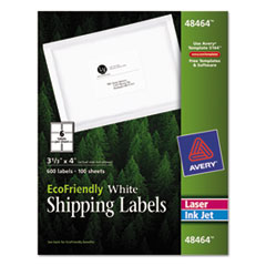 Avery® EcoFriendly Mailing Labels, Inkjet/Laser Printers, 3.33 x 4, White, 6/Sheet, 100 Sheets/Pack