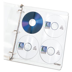 C-Line® Deluxe CD Ring Binder Storage Pages, Standard, 8 Disc Capacity, Clear/White, 5/Pack