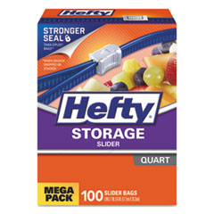 Hefty® Slider Bags, 1qt, 1 mil, Clear, 100/Box, 4 Boxes/Carton