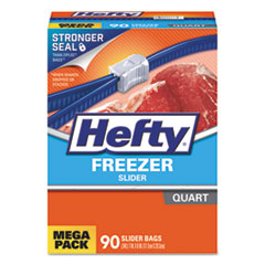 Hefty® Slider Bags, Freezer,  1 qt, 1 mil, Clear, 90/Box, 4 Boxes/Carton