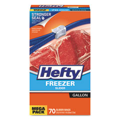 Hefty® Slider Bags, Freezer,  1gal, 1 mil, Clear, 70/Box, 4 Boxes/Carton