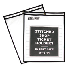 C-Line® Shop Ticket Holders, Stitched, Both Sides Clear, 75", 12 x 15, 25/BX