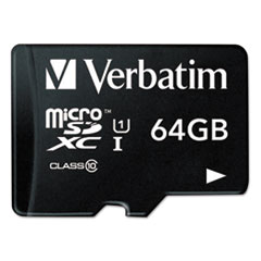 Verbatim® microSDXC Memory Card with SD Adapter, Class 10, 64GB