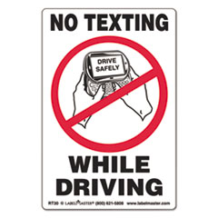 LabelMaster® Self-Adhesive Label, 6 1/2 x 4 1/2, NO TEXTING WHILE DRIVING, 500/Roll