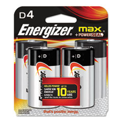 Energizer® MAX Alkaline Batteries, D, 4 Batteries/Pack