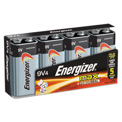 Energizer® MAX Alkaline Batteries, 9V, 4 Batteries/Pack