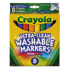 Crayola® Ultra-Clean Washable Markers, Broad Bullet Tip, Assorted Colors, 8/Pack