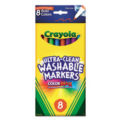 Crayola® Bold Colors Washable Marker, Fine Bullet Tip, Assorted Colors, 8/Pack