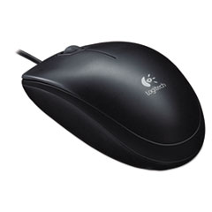 Logitech® B100 Optical USB Mouse, USB 2.0, Left/Right Hand Use, Black