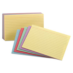 Oxford™ Ruled Index Cards, 3 x 5, Blue/Violet/Canary/Green/Cherry, 100/Pack