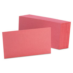 Oxford™ Unruled Index Cards, 3 x 5, Cherry, 100/Pack