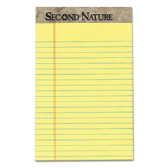 TOPS™ Second Nature Recycled Ruled Pads, Narrow Rule, 50 Canary-Yellow 5 x 8 Sheets, Dozen