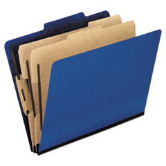 Pendaflex® Six-Section Colored Classification Folders, 2 Dividers, Legal Size, Blue, 10/Box