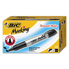 BIC® Marking Chisel Tip Permanent Marker, Tuxedo Black, Dozen