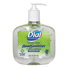 Dial® Professional Antibacterial with Moisturizers Gel Hand Sanitizer, 16 oz Pump Bottle, Fragrance-Free, 8/Carton