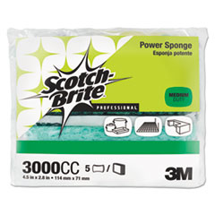 Scotch-Brite™ PROFESSIONAL Power Sponge, 2.8 x 4.5, 0.6" Thick, Blue/Teal, 5/Pack