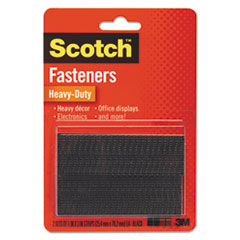 Scotch® Hook and Loop Fastener Tape, 1" x 3", two sets, Black