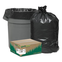 Earthsense® Commercial Linear Low Density Recycled Can Liners, 45 gal, 1.25 mil, 40" x 46", Black, 100/Carton