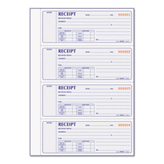 Rediform® Receipt Book, Two-Part Carbonless, 7 x 2.75, 4 Forms/Sheet, 400 Forms Total