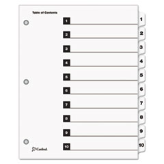 Cardinal® Traditional OneStep Index System, 10-Tab, 1-10, Letter, White, 10/Set
