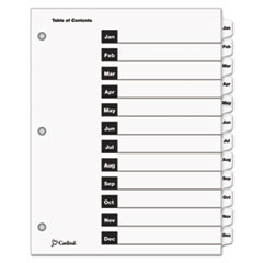 Cardinal® OneStep Printable Table of Contents and Dividers, 12-Tab, Jan. to Dec., 11 x 8.5, White, White Tabs, 1 Set