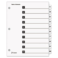 Cardinal® QuickStep OneStep Printable Table of Contents and Dividers, 10-Tab, 1 to 10, 11 x 8.5, White, White Tabs,  24 Sets