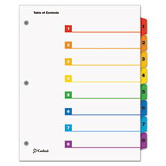 Cardinal® QuickStep OneStep Bulk Index System, Title: 1-8, Letter, Multicolor, 24 Sets/Box