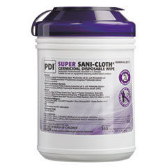 Sani Professional® Super Sani-Cloth Germicidal Disposable Wipes, 1-Ply, 6 x 6.75, Unscented, White, 160/Canister, 12 Canisters/Carton