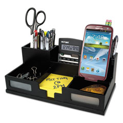 Victor® Midnight Black Desk Organizer with Smartphone Holder, 6 Compartments, Wood, 10.5 x 5.5 x 4