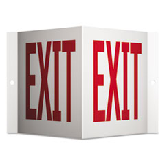Quartet® Projecting 3-Way Sign, EXIT, 6 x 9, Red/White