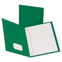 Oxford™ Twin-Pocket Folders with 3 Fasteners, 0.5" Capacity, 11 x 8.5, Green, 25/Box