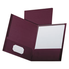 Linen Finish Twin Pocket Folders, 100-Sheet Capacity, 11 x 8.5, Burgundy, 25/Box