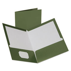Oxford™ Two-Pocket Laminated Folder, 100-Sheet Capacity, 11 x 8.5, Metallic Green, 25/Box