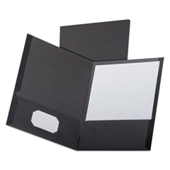 Oxford™ Linen Finish Twin Pocket Folders, 100-Sheet Capacity, 11 x 8.5, Black, 25/Box