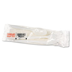 Cutlery Kit, Plastic Fork/Spoon/Knife/Salt/PePolypropyleneer/Napkin, White, 250/Carton