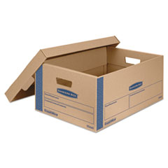 Bankers Box® SmoothMove Prime Large Moving Boxes, Lift Lid, 24l x 15w x 10h, Kraft/Blue, 8/CT