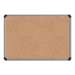 Universal® Cork Board with Aluminum Frame, 24 x 18, Natural, Silver Frame