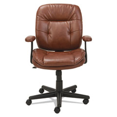OIF Swivel/Tilt Bonded Leather Task Chair, Supports 250 lb, 16.93" to 20.67" Seat Height, Chestnut Brown Seat/Back, Black Base