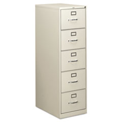 HON® 310 Series Vertical File, 5 Legal-Size File Drawers, Light Gray, 18.25" x 26.5" x 60"