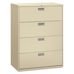 HON® Brigade 600 Series Lateral File, 4 Legal/Letter-Size File Drawers, Putty, 42" x 18" x 52.5"