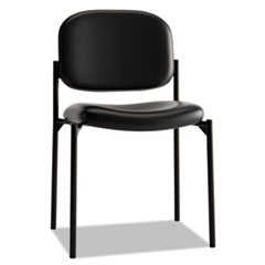 HON® VL606 Series Stacking Armless Guest Chair, Black Leather