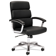 HON® Traction High-Back Executive Chair, Supports 250 lb, 17.75" to 21.8" Seat Height, Black Seat/Back, Polished Aluminum Base