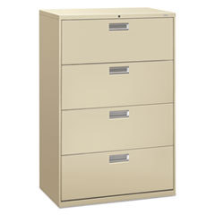 HON® Brigade 600 Series Lateral File, 4 Legal/Letter-Size File Drawers, Putty, 36" x 18" x 52.5"