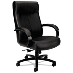 HON® Validate Big and Tall Leather Chair, Supports Up to 450 lb, 18.75" to 21.5" Seat Height, Black