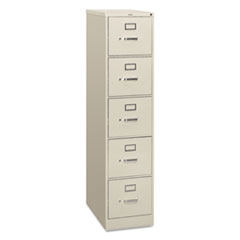 HON® 310 Series Vertical File, 5 Letter-Size File Drawers, Light Gray, 15" x 26.5" x 60"