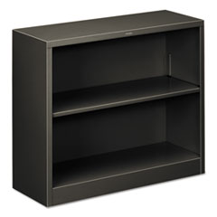 HON® Metal Bookcase, Two-Shelf, 34.5w x 12.63d x 29h, Charcoal