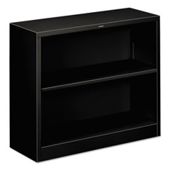 HON® Metal Bookcase, Two-Shelf, 34.5w x 12.63d x 29h, Black