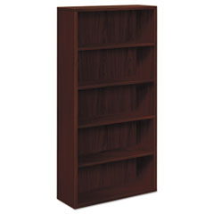 HON® 10500 Series Laminate Bookcase, Five-Shelf, 36w x 13-1/8d x 71h, Mahogany